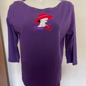 Red Hat Shirt Size Large with appliquéd Lady on the front